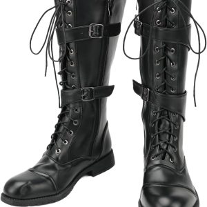 Men's Lace Up Knee High Leather Boots